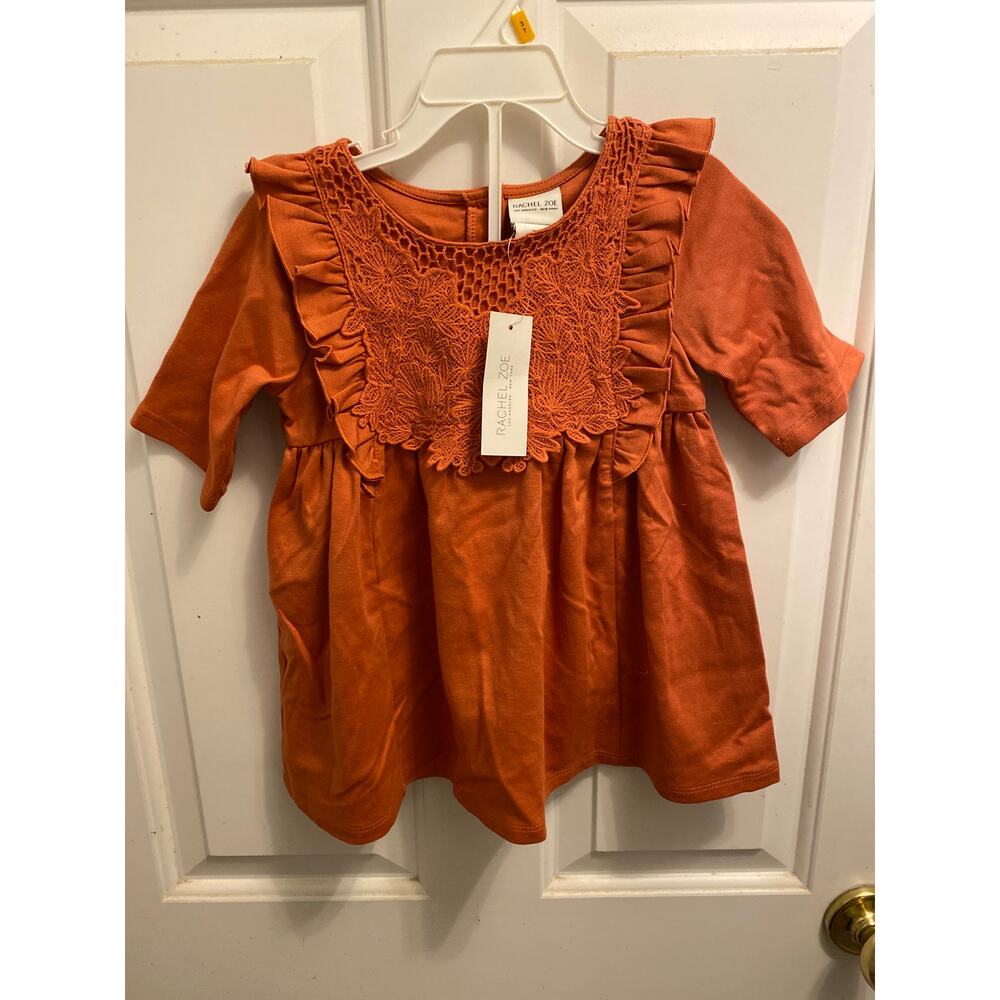 Brand New Rachel Zoe Girls Size 5T Burnt Orange Lace Detail Mini Dress